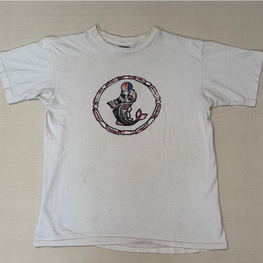 Vintage Grateful Dead Haida Art Shirt XL Single Stitch USA White Orca Tribal